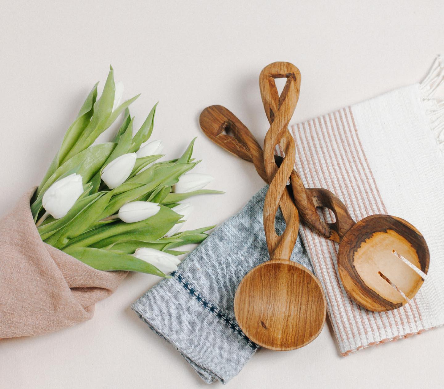 Olive Wood Spiral Salad Servers by Creative Women