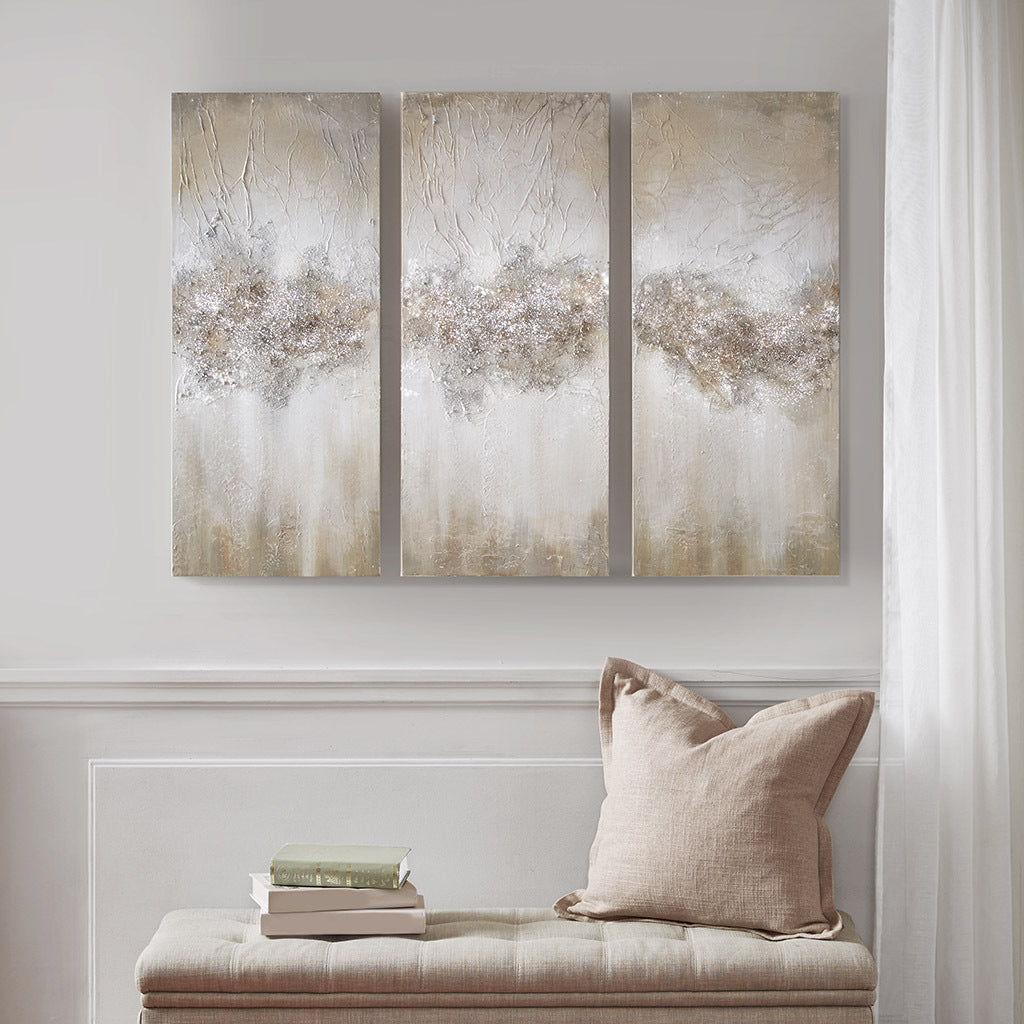 Heavily Embellished 3-piece Canvas Wall Art Set by Blak Hom