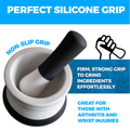 Mortar and Pestle Set - Small EZ-Grip Silicone & Porcelain Mortar With Non-Slip Scratch Proof Silicone Base - herb or spice grinder, pill crusher grinder or molcajete - NEW DESIGN - Dishwasher Safe by Cooler Kitchen