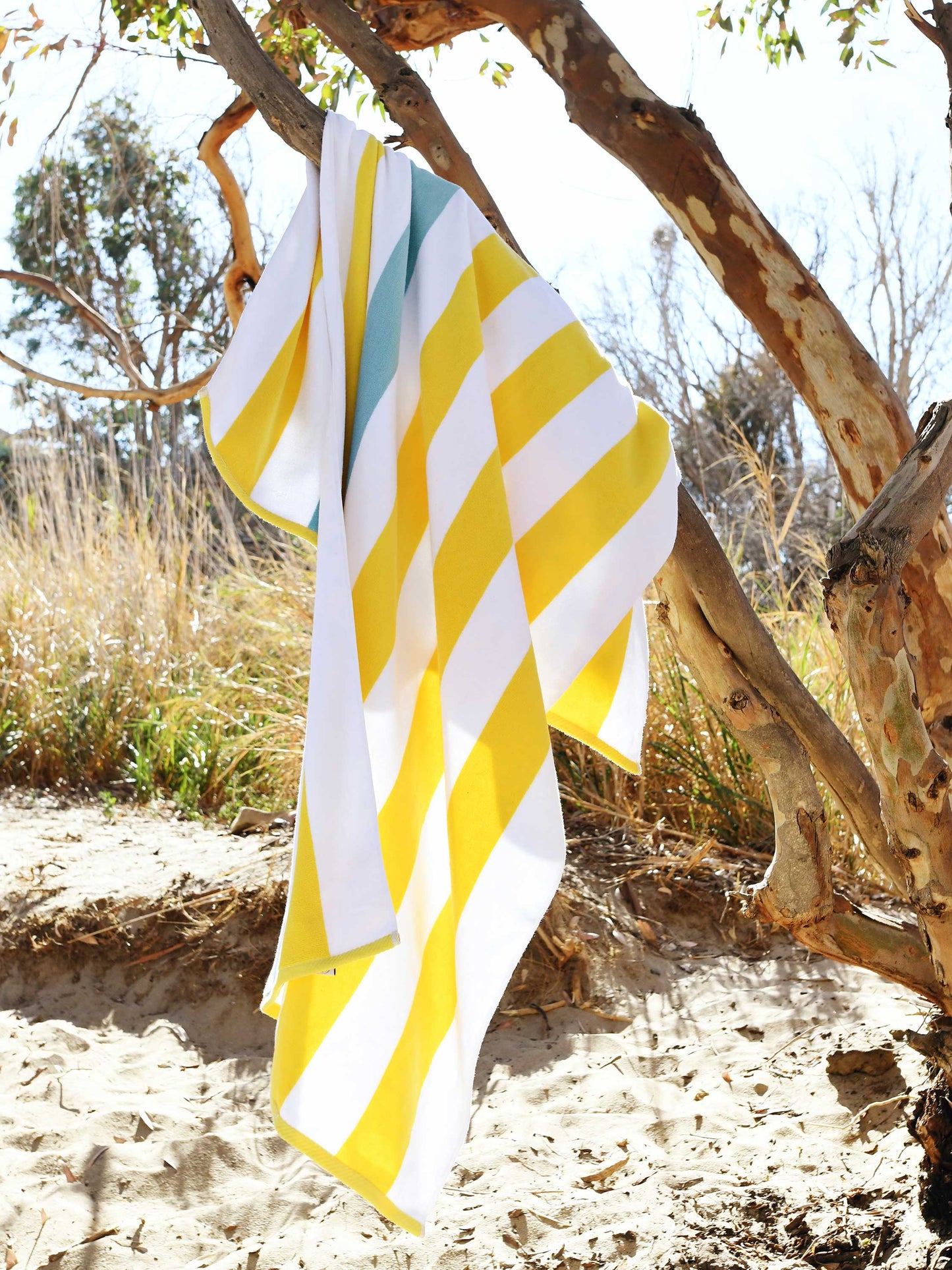 Yellow Sea Glass Cabana Beach Towel by Laguna Beach Textile Company