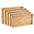 Oak Wood Nested Serving Trays Five Piece Set of Rectangular Quality Wooden Trays with Cut Out Handles by Hammont