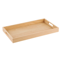 Oak Wood Nested Serving Trays Five Piece Set of Rectangular Quality Wooden Trays with Cut Out Handles by Hammont