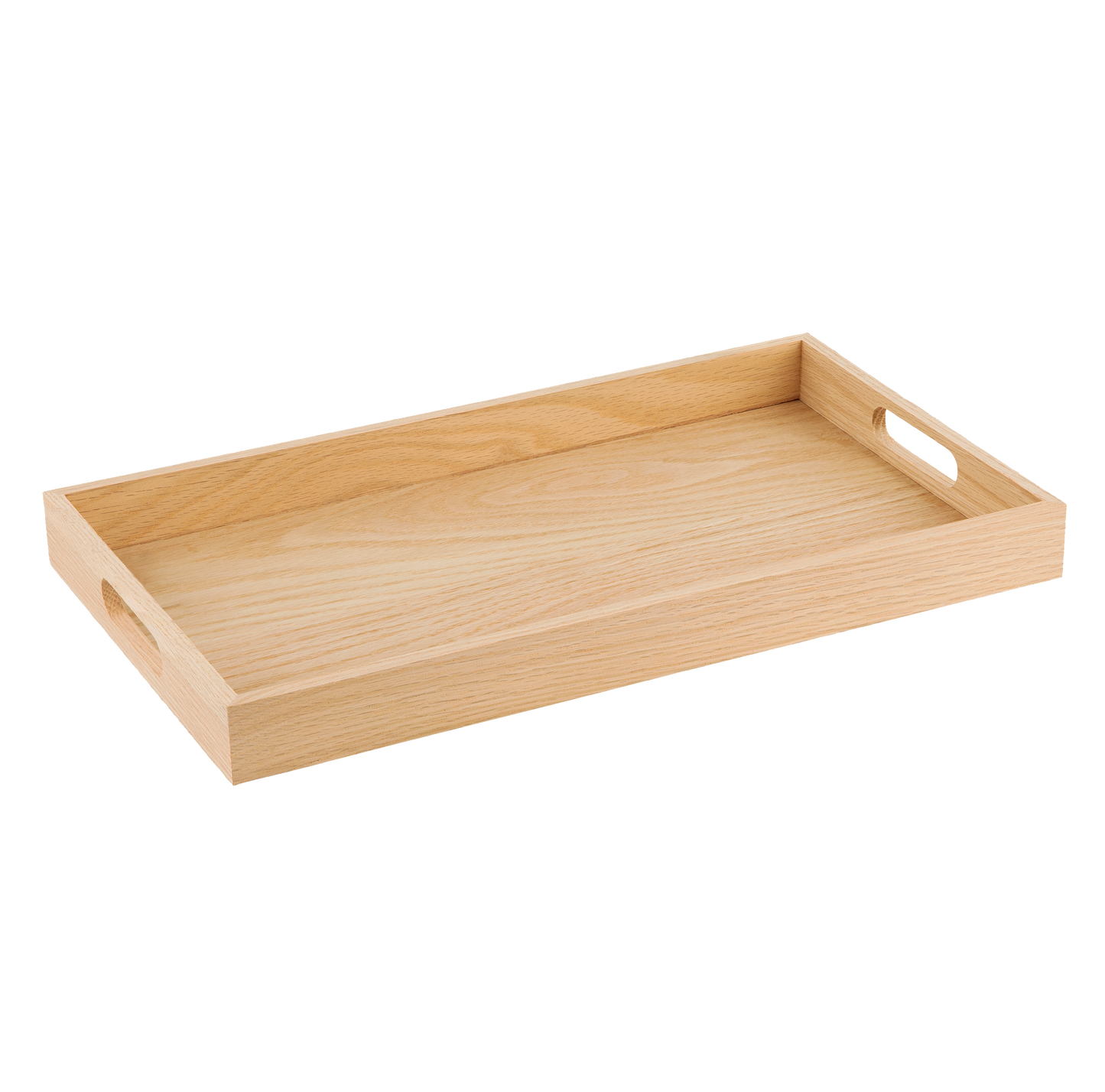 Oak Wood Nested Serving Trays Five Piece Set of Rectangular Quality Wooden Trays with Cut Out Handles by Hammont