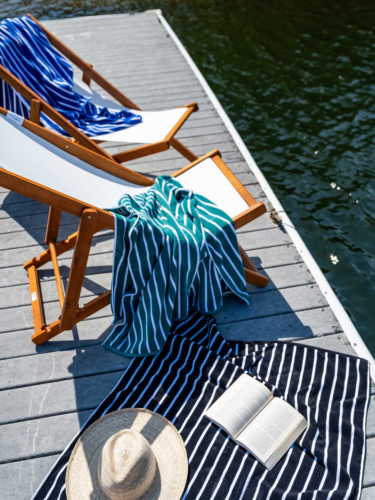 Sea Green Pinstripe Cabana Beach Towel by Laguna Beach Textile Company