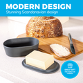Modern Bamboo Butter Dish with Lid - Dishwasher Safe - Perfectly Sized For Large European Style Butters by Cooler Kitchen