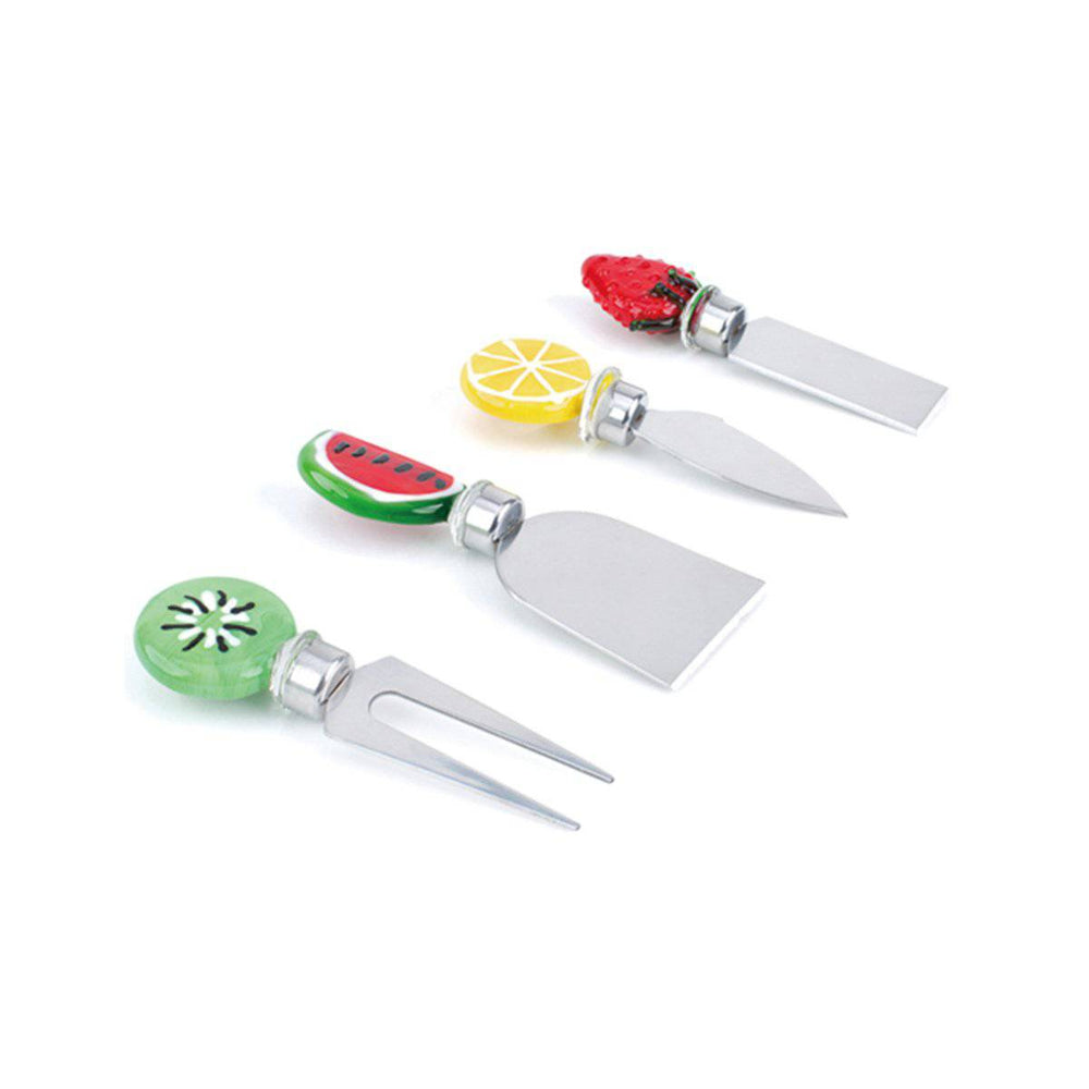 ART GLASS HANDLE: Cheese Service TOOLS Set -- Fruit Theme by Peterson Housewares & Artwares