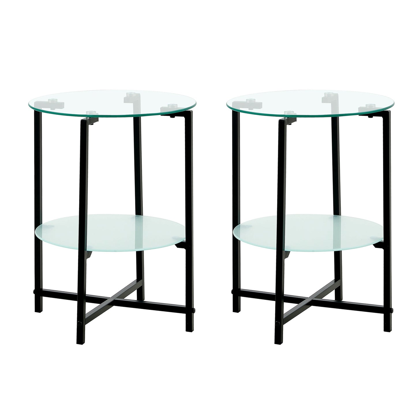 2-Piece Set Clear Tempered Glass Side Table. by Blak Hom