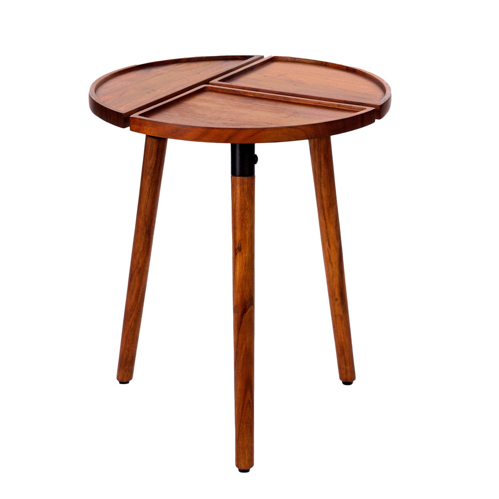 Round Acacia Wood Side Accent Table by Blak Hom