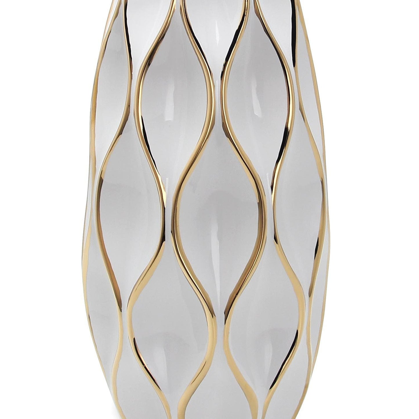 Elegant White Ceramic Vase with Gold Accents by Blak Hom