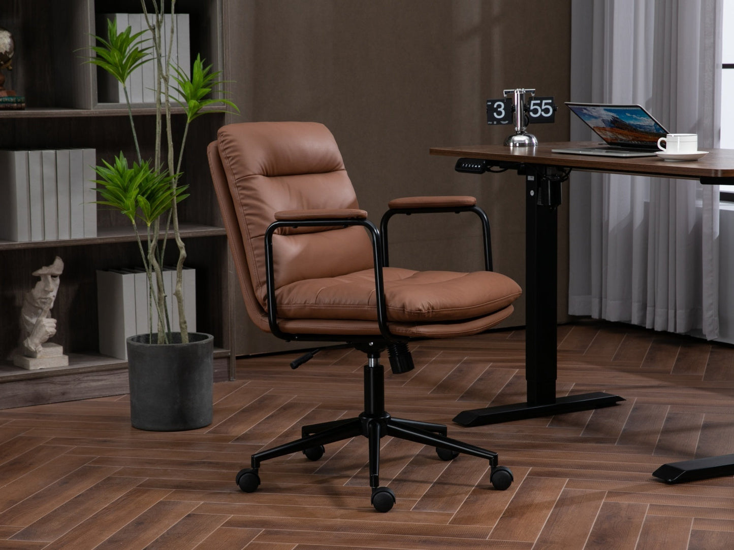 Mid Back PU Leather Home Office Chair by Blak Hom