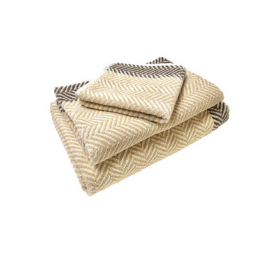 Pastel Herringbone Beige Brown 3 Pc. Set by Turkish Towel Collection