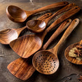 8 Pieces Thailand Teak Natural Wood Kitchen  Set by Blak Hom