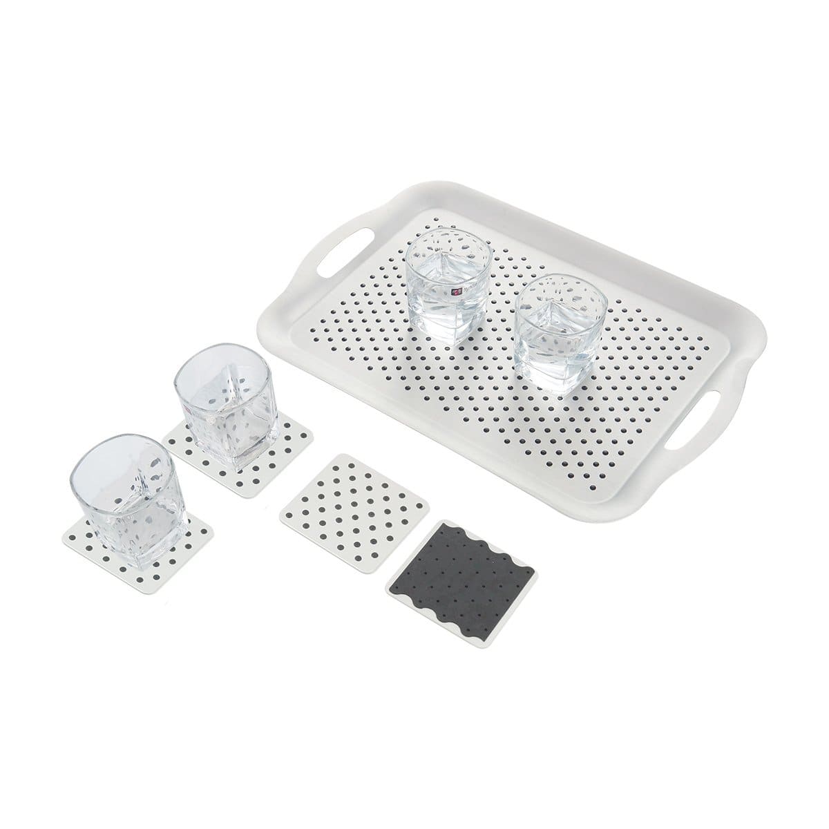 Non-slip tech tray & coasters set SILVER by Peterson Housewares & Artwares