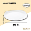 White Square Platter 11.5" inch X 11.5" inch | 29.5 X 29.5 Cm by Wilmax Porcelain