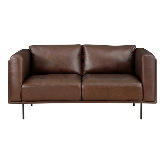 Modern Design Brown Genuine Leather Loveseat by Blak Hom