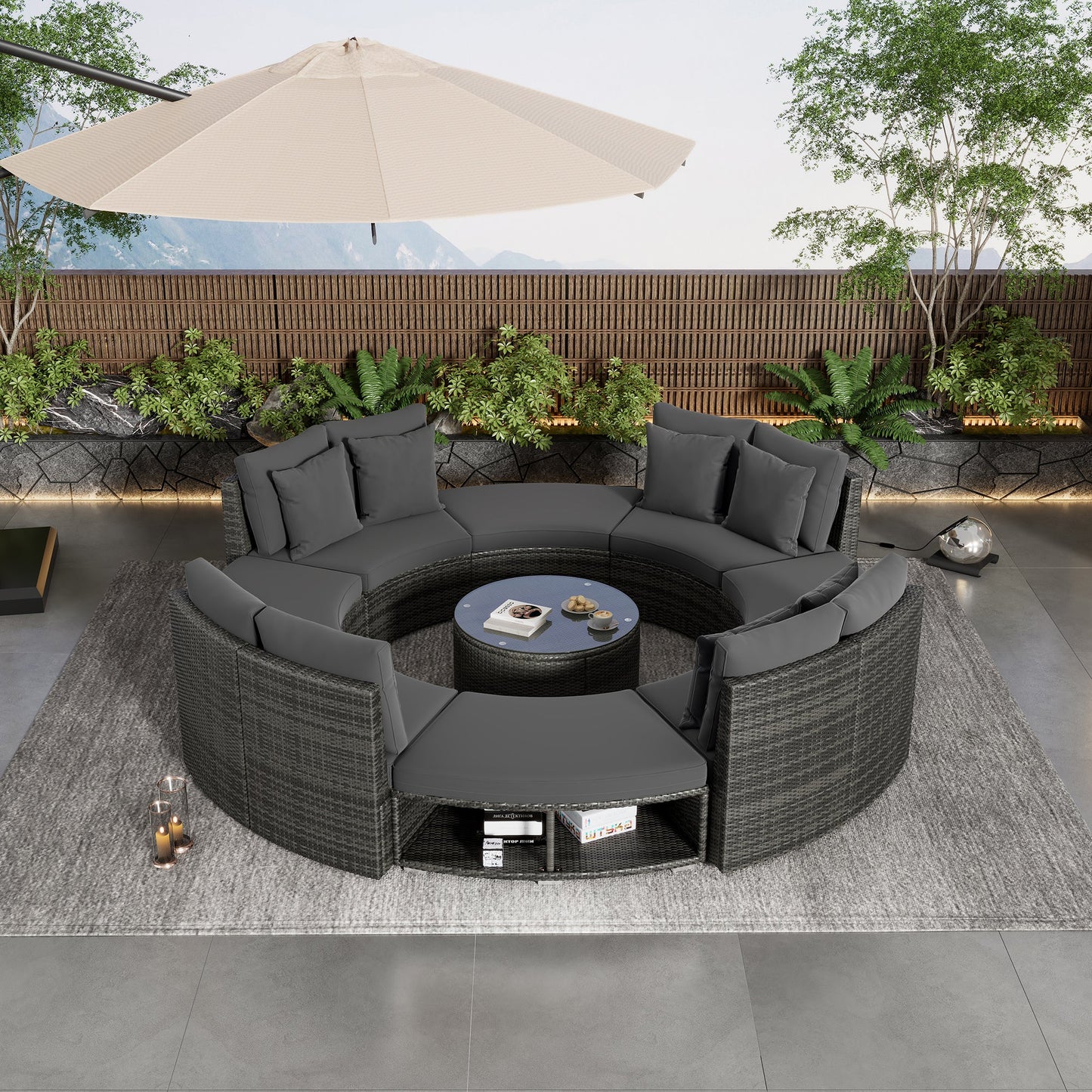 9-Piece  Luxury Circular Outdoor Patio Furniture by Blak Hom