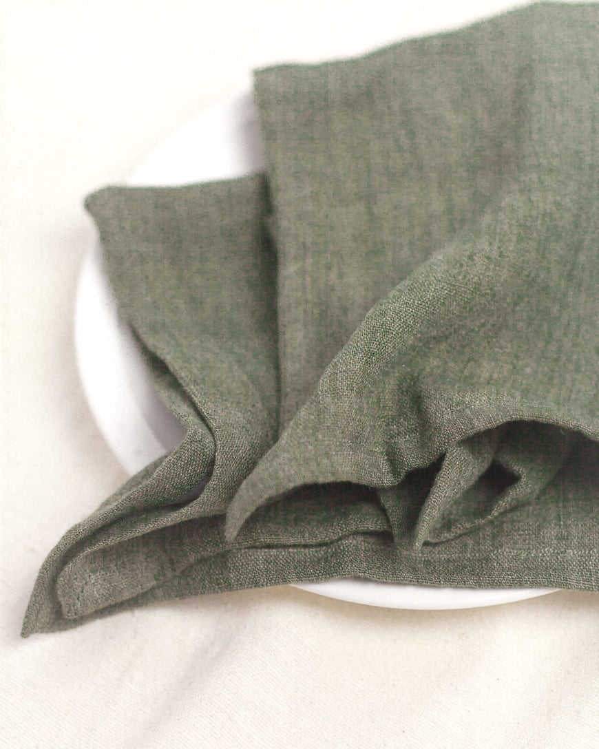 Stone Washed Linen Hemmed Dinner Napkins by Creative Women