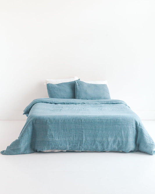 Linen Duvet Cover Set - Denim Blue by Creative Women