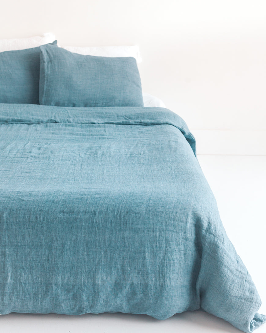 Linen Duvet Cover Set - Denim Blue by Creative Women