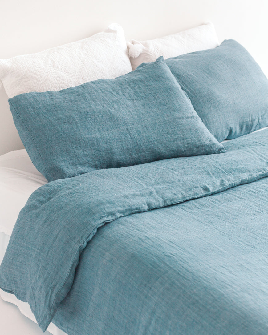 Linen Duvet Cover Set - Denim Blue by Creative Women