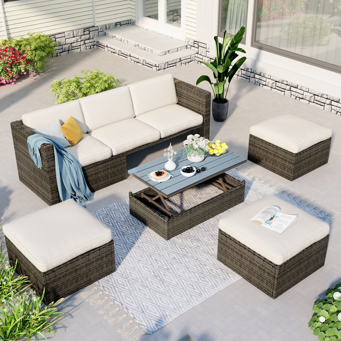 5-Piece Patio Wicker Furniture Set by Blak Hom