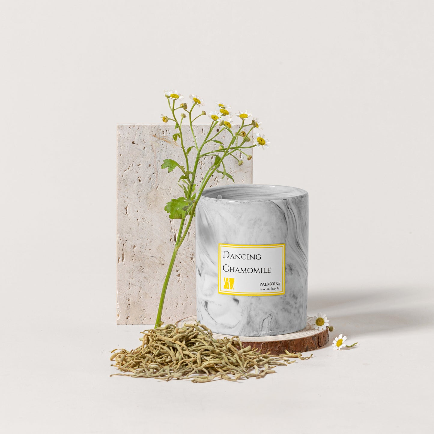 Dancing Chamomile Soy Wax Candle by PALMOIRE