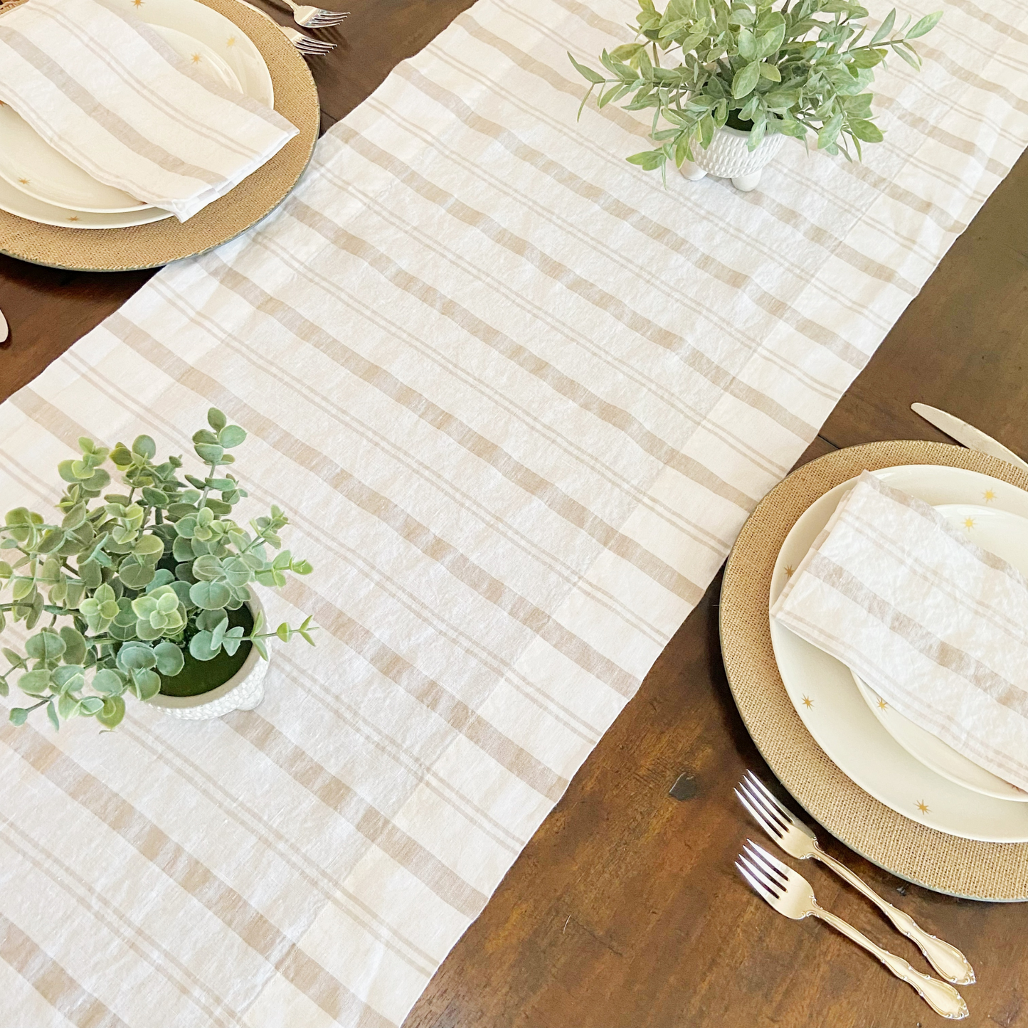 Striped Table Runner by Beflax Linen