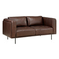 Modern Design Brown Genuine Leather Loveseat by Blak Hom