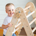 2in1 Montessori Climbing Set: Triangle Ladder + Slide Board/Ramp – Beige by Goodevas