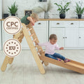 2in1 Montessori Climbing Set: Triangle Ladder + Slide Board/Ramp – Beige by Goodevas