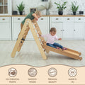 2in1 Montessori Climbing Set: Triangle Ladder + Slide Board/Ramp – Beige by Goodevas