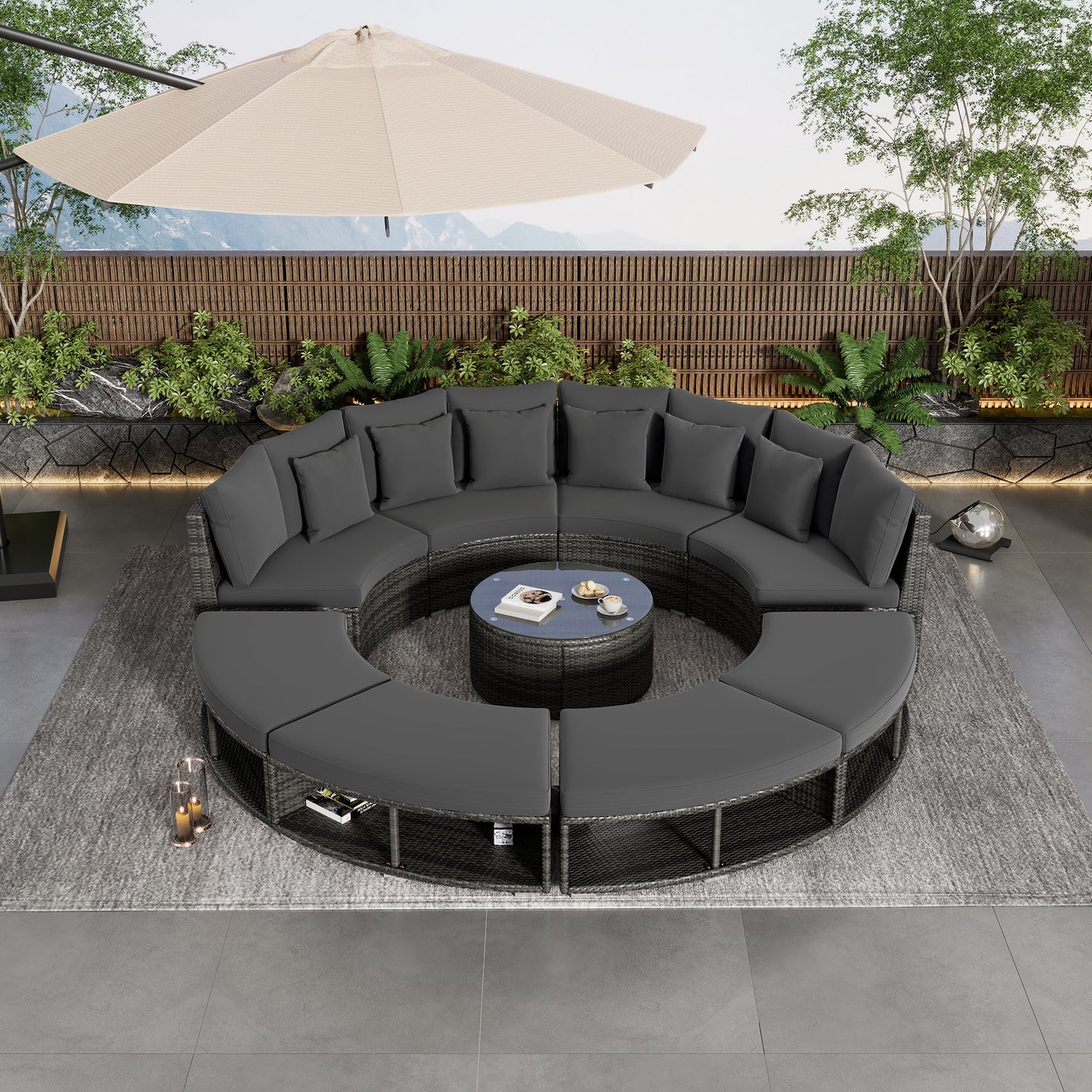 9-Piece  Luxury Circular Outdoor Patio Furniture by Blak Hom