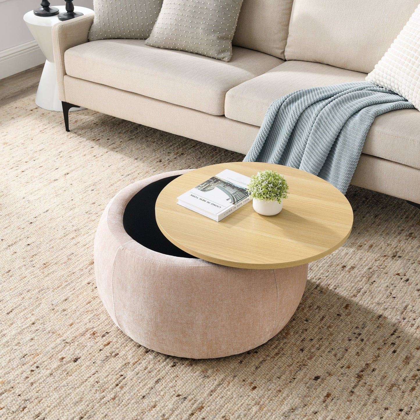 Round Storage Ottoman and Table by Blak Hom