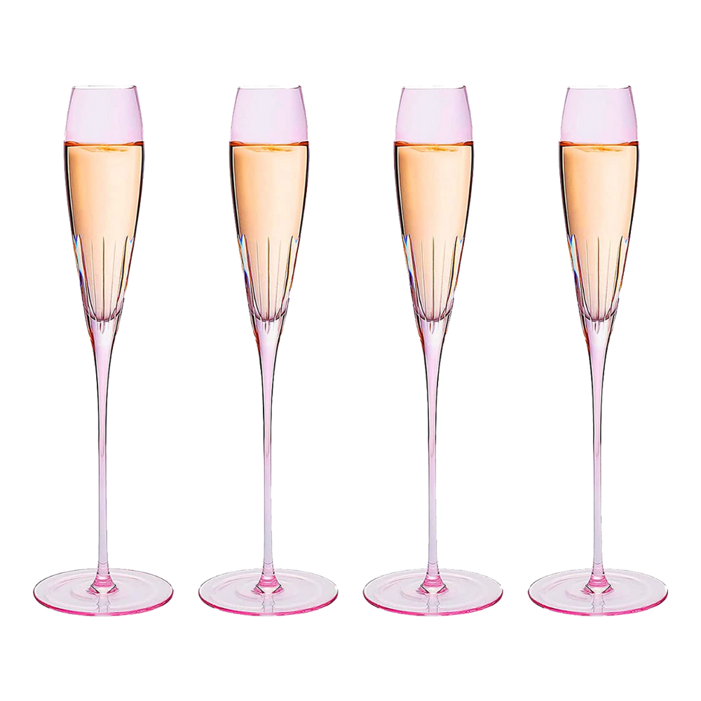 The Wine Savant Parisian Performance Glassware French Paris Collection Crystal Pink Glasses, Red & White Wines For Weddings Present Everyday Beautiful Gift Anniversary (Champagne) by The Wine Savant