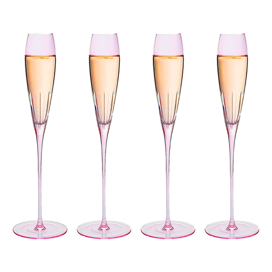 The Wine Savant Parisian Performance Glassware French Paris Collection Crystal Pink Glasses, Red & White Wines For Weddings Present Everyday Beautiful Gift Anniversary (Champagne) by The Wine Savant