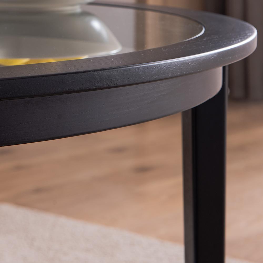 Modern Solid Wood Round Coffee Table With Tempered Glass Top by Blak Hom