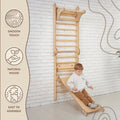 3in1: Wooden Swedish Wall / Climbing ladder for Children + Swing Set + Slide Board by Goodevas