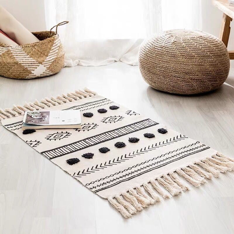 Retro Bohemian Hand Woven Tassel Carpet Rug by Blak Hom