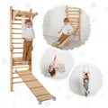 4in1 Climbing Set: Wooden Swedish Wall + Swing Set + Slide Board + Triangle Ladder by Goodevas