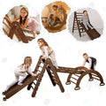 4in1 Montessori Climbing Set: Triangle Ladder + Arch/Rocker + Slide Board/Ramp + Net – Chocolate by Goodevas