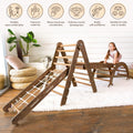 4in1 Montessori Climbing Set: Triangle Ladder + Arch/Rocker + Slide Board/Ramp + Net – Chocolate by Goodevas