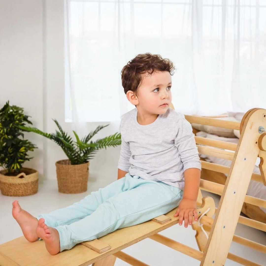 4in1 Montessori Climbing Set: Triangle Ladder + Climbing Arch + Slide Board + Art Addition by Goodevas