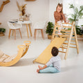 4in1 Montessori Climbing Set: Triangle Ladder + Climbing Arch + Slide Board + Cushion Beige by Goodevas