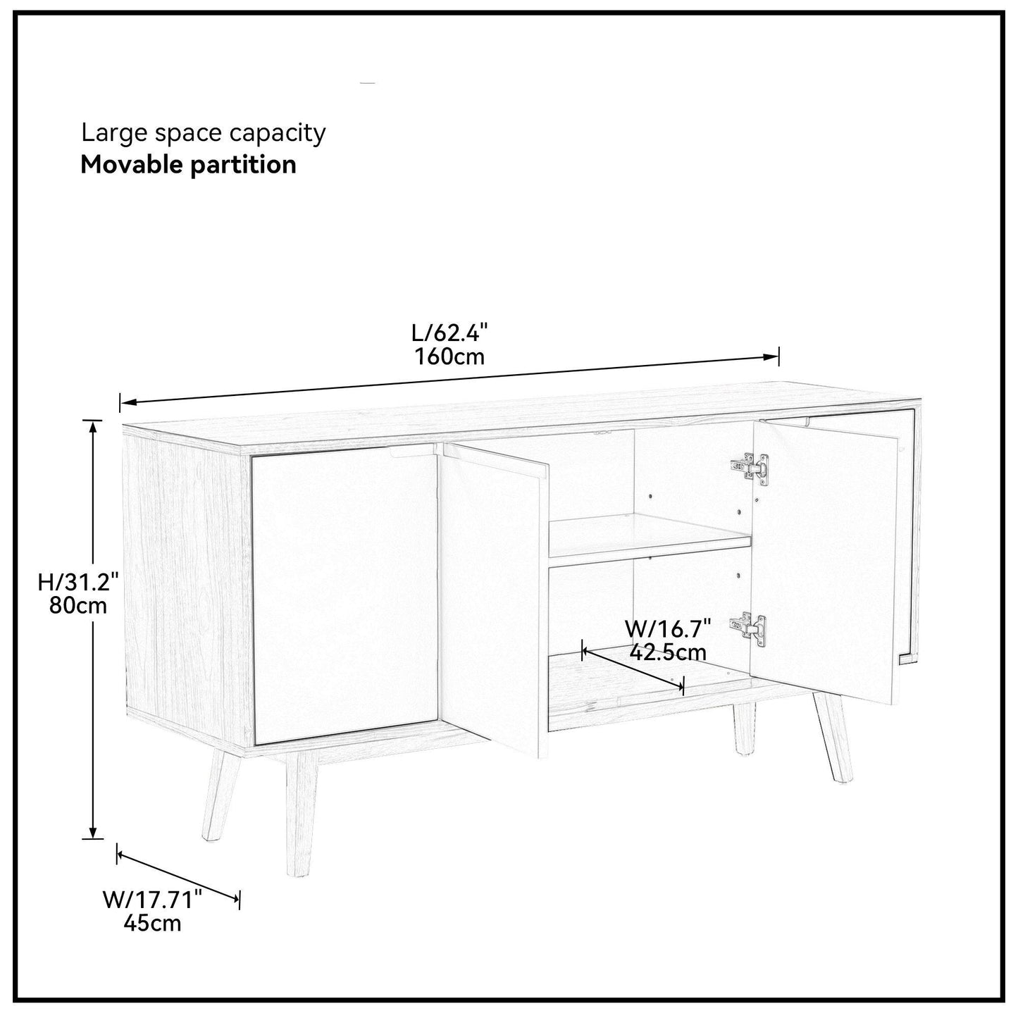 Walnut Modern Sideboard Buffet Cabinet by Blak Hom