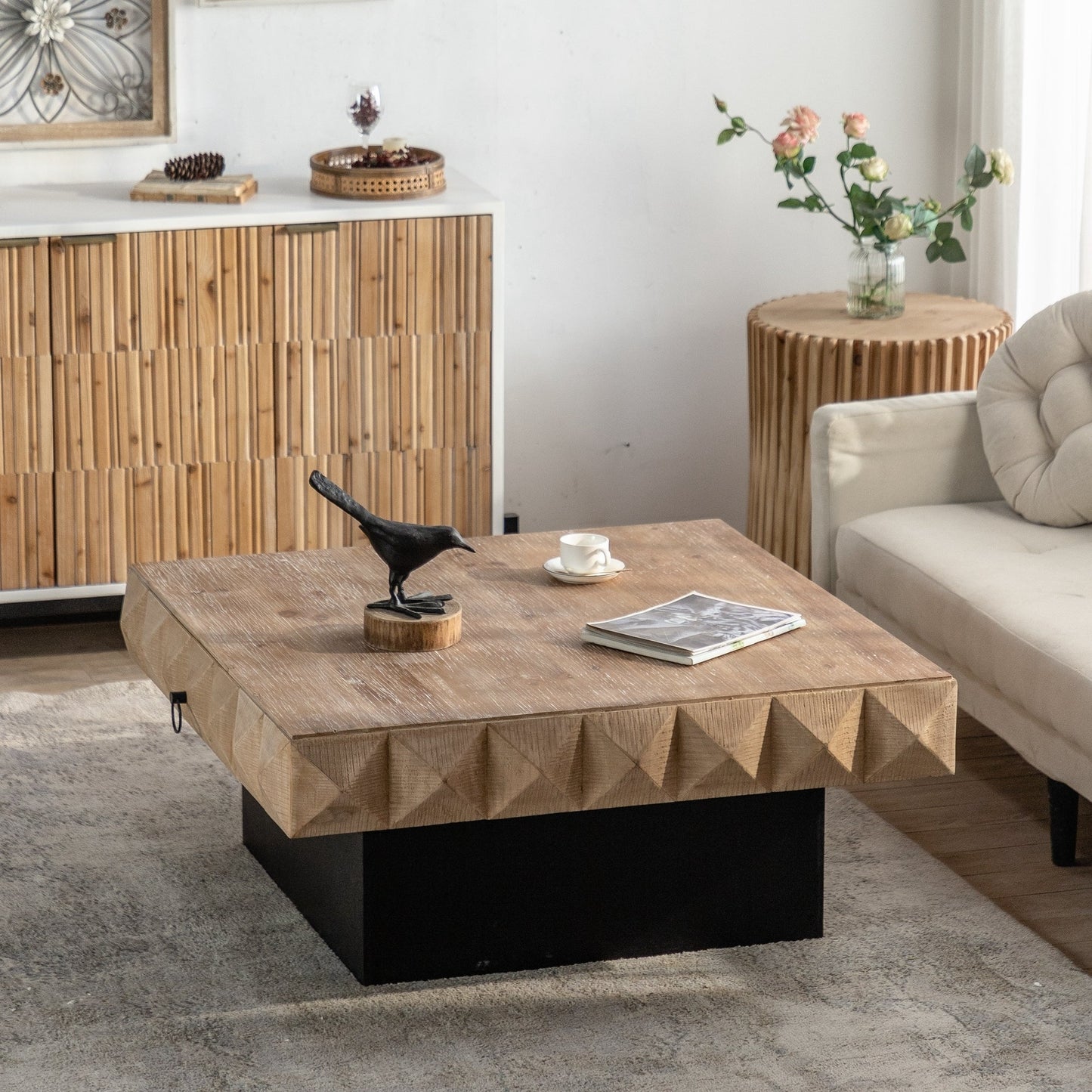 Three-dimensional Rough Pattern Square Retro Coffee Table by Blak Hom