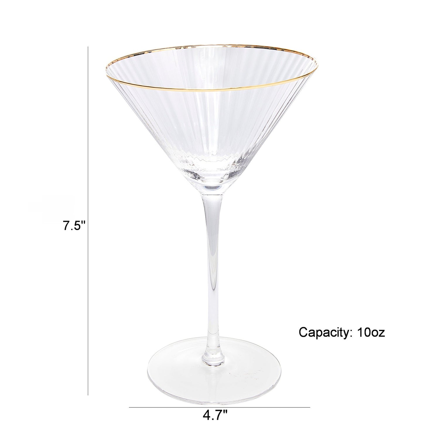 The Wine Savant Gold Rim Glasses 10 oz, Set of 4 Gold Rim Classic Manhattan Glasses For Martini, Cocktails, Champagne, Water & Wine - Classic Coupes Gilded Rimed, Crystal with Stems, Coupe by The Wine Savant