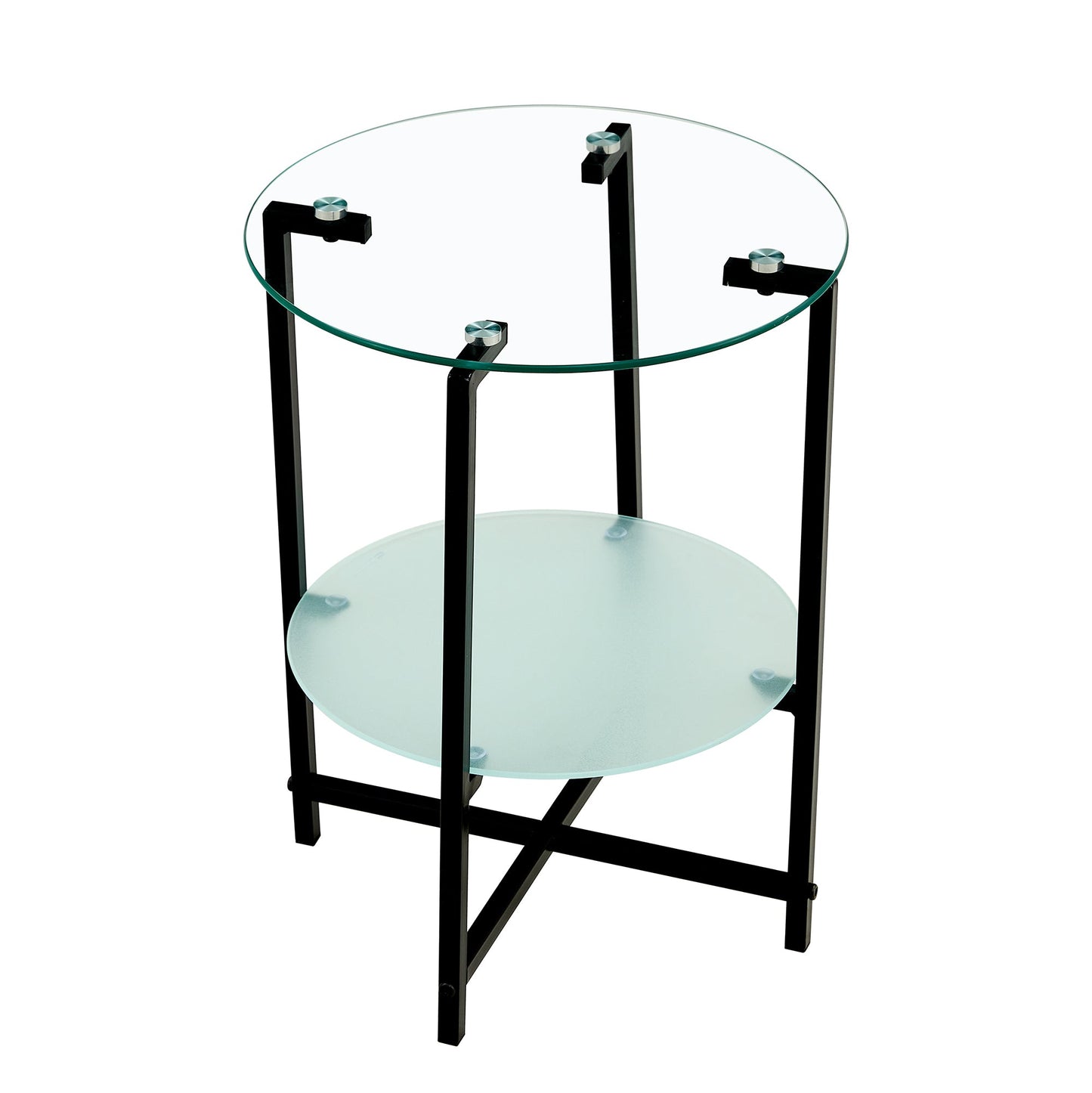 2-Piece Set Clear Tempered Glass Side Table. by Blak Hom