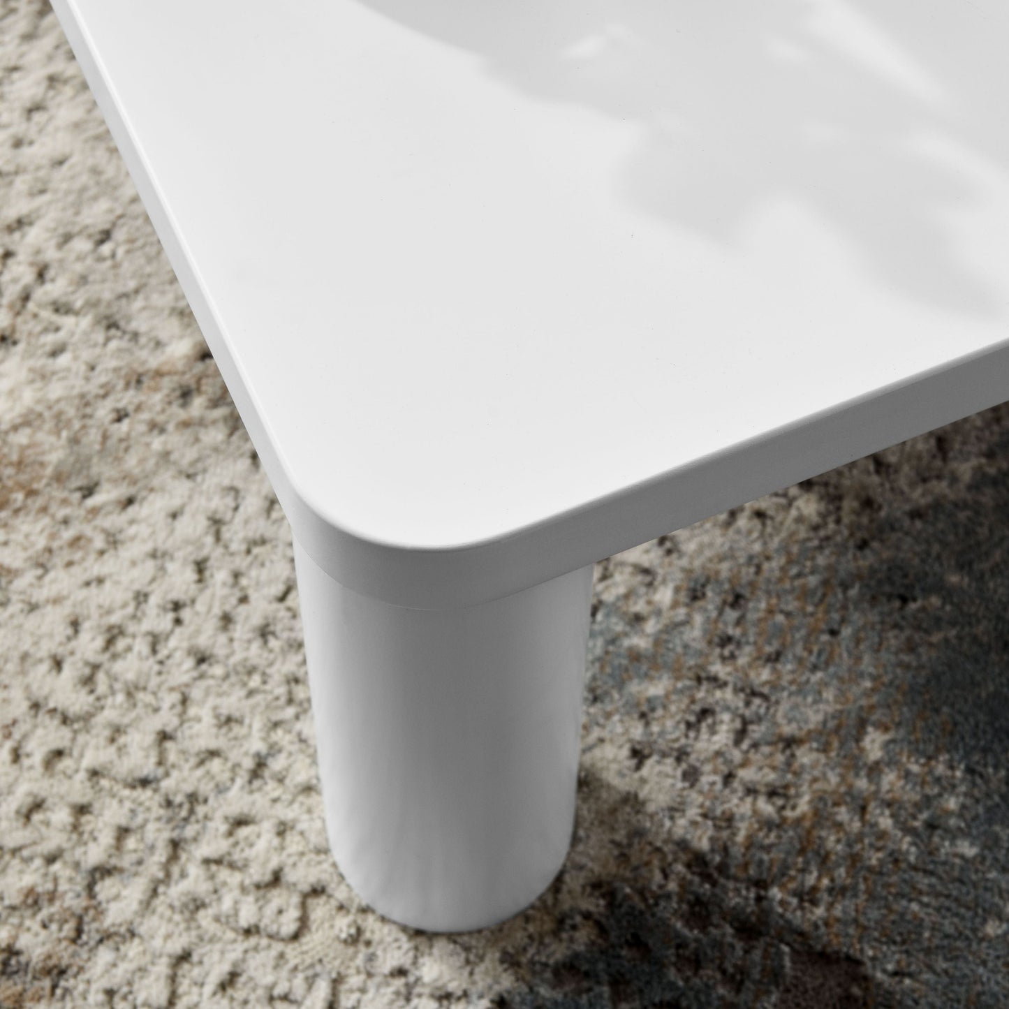 Modern Minimalist Cream White Coffee Table by Blak Hom