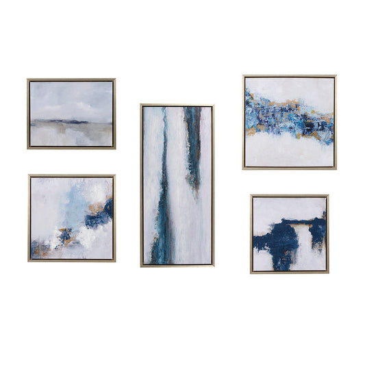 Abstract 5-piece Gallery Framed Canvas Wall Art Set by Blak Hom