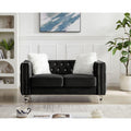 Velvet Upholstery Tufted Sofa With Crystal Feet and Removable Cushion by Blak Hom